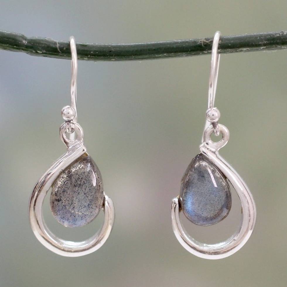 India Labradorite and Silver Handcrafted Earrings 'Sublime Symmetry'