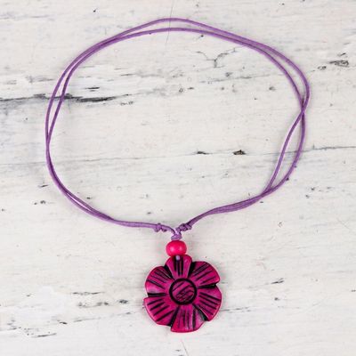 Alternate image for Fuchsia Floral Pendant Necklace from India Fuchsia Flower