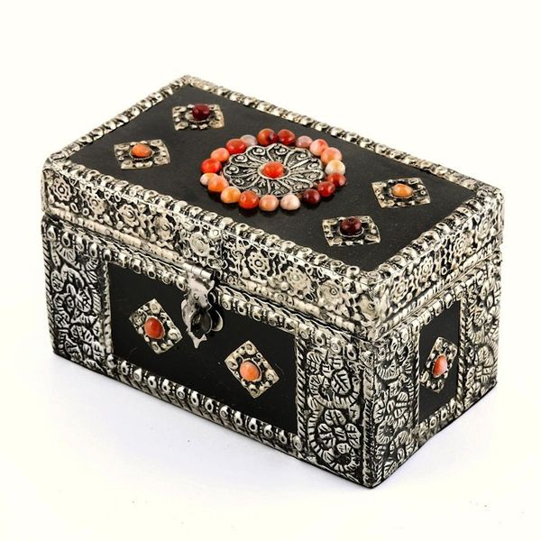 Alternate image for Handcrafted Repousse Brass Jewelry Box Treasure Chest
