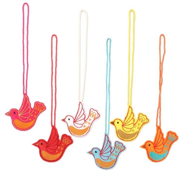 Alternate image for Embroidered Wool Bird-Motif Holiday Ornaments Set of 6 Peace Messenger
