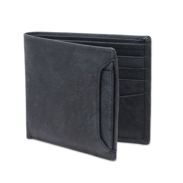 Alternate image for Mens Black Leather Bi-Fold Wallet with Removable ID Holder Modern Essentials in Black