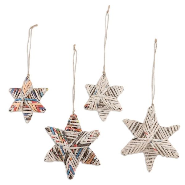 Alternate image for Eco-Friendly Paper Holiday Ornaments Set of 4 Starry Celebration