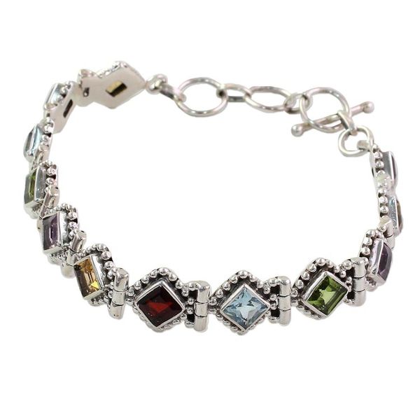 Alternate image for Sterling Silver Citrine Amethyst Blue Topaz Tennis Bracelet Rainbow Dream