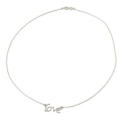 Alternate image for Handcrafted Sterling Silver Love Theme Pendant Necklace Love Note