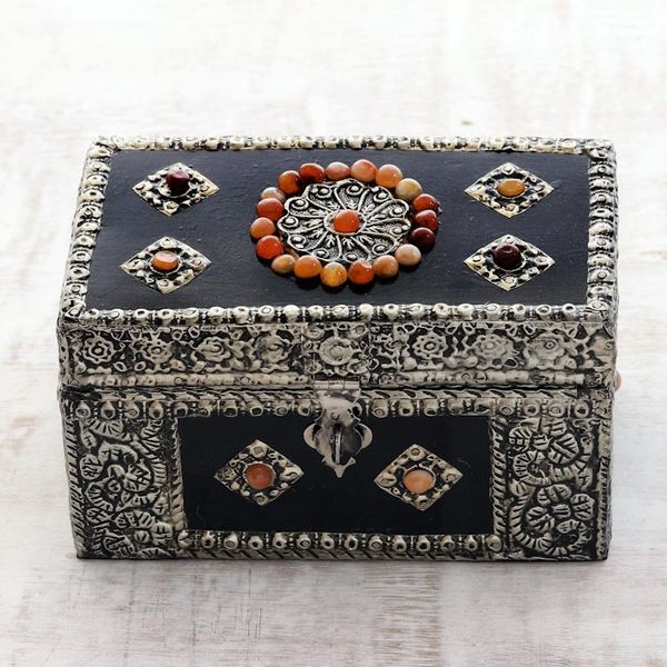 Alternate image for Handcrafted Repousse Brass Jewelry Box Treasure Chest