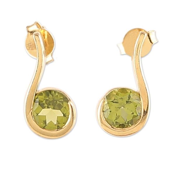 Alternate image for 22k Gold-Plated One-Carat Natural Peridot Drop Earrings Edens Lime Droplet