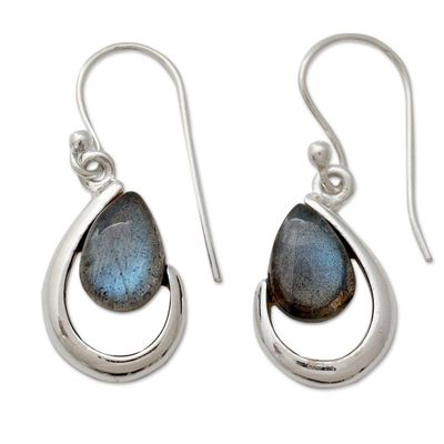 Alternate image for India Labradorite and Silver Handcrafted Earrings Sublime Symmetry