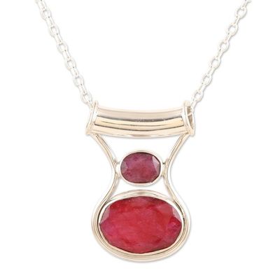 Alternate image for Sterling Silver Pendant Necklace with 13-Carat Ruby Gems Simply Passion