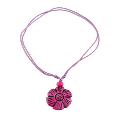 Alternate image for Fuchsia Floral Pendant Necklace from India Fuchsia Flower