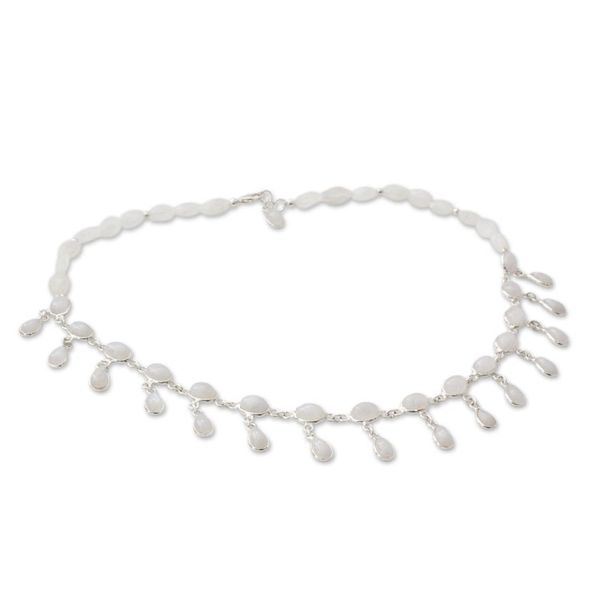 Alternate image for Indian Sterling Silver Waterfall Necklace with Moonstone  Moonlit Dancer