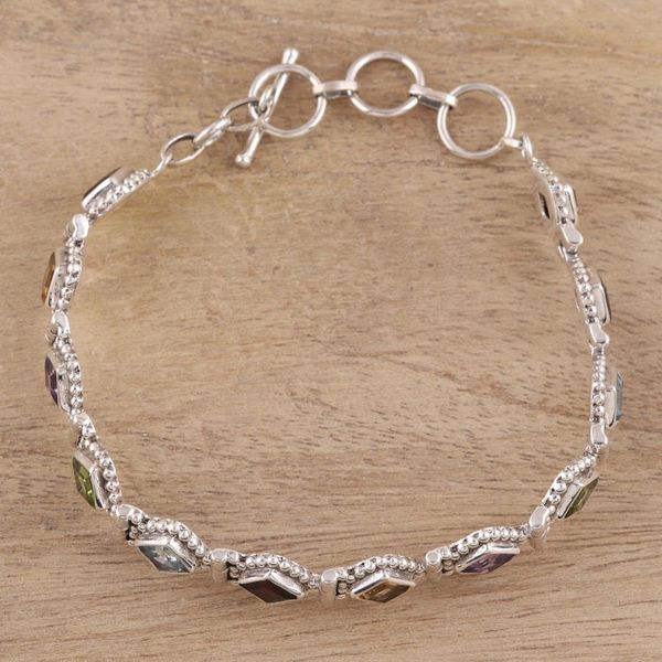 Alternate image for Sterling Silver Citrine Amethyst Blue Topaz Tennis Bracelet Rainbow Dream
