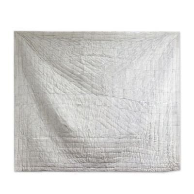 Alternate image for Grey and White Block Print Quilt and Pillow Covers 3 Pc Misty Morning