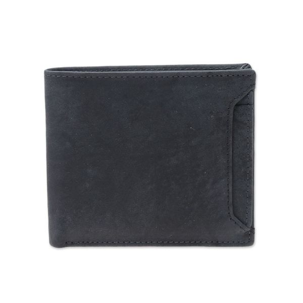 Alternate image for Mens Black Leather Bi-Fold Wallet with Removable ID Holder Modern Essentials in Black