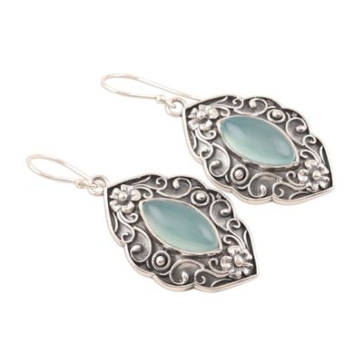 Alternate image for Blue Chalcedony Floral Dangle Earrings from India Aqua Garden