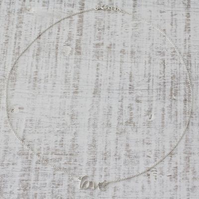 Alternate image for Handcrafted Sterling Silver Love Theme Pendant Necklace Love Note