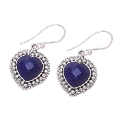 Alternate image for Blue Lapis Lazuli and Sterling Silver Heart Dangle Earrings Fervent Love