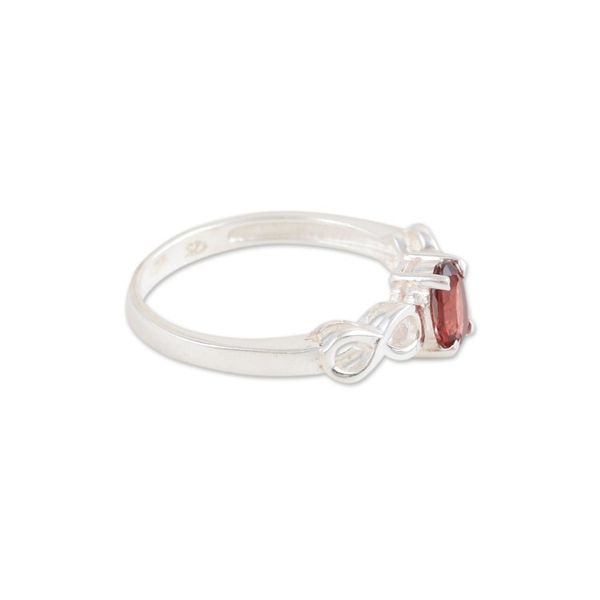 Alternate image for Sterling Silver Ring with Garnet Stone and Infinity Motif Infinity in Red