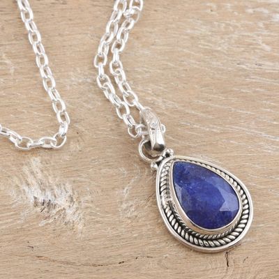Alternate image for Sterling Silver Pendant Necklace with 3-Carat Sapphire Jewel Halo Effect in Heaven