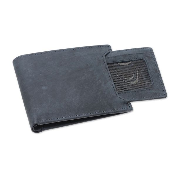 Alternate image for Mens Black Leather Bi-Fold Wallet with Removable ID Holder Modern Essentials in Black