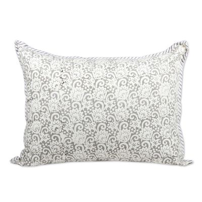 Alternate image for Grey and White Block Print Quilt and Pillow Covers 3 Pc Misty Morning