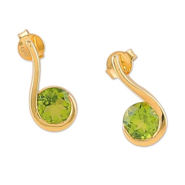 Alternate image for 22k Gold-Plated One-Carat Natural Peridot Drop Earrings Edens Lime Droplet
