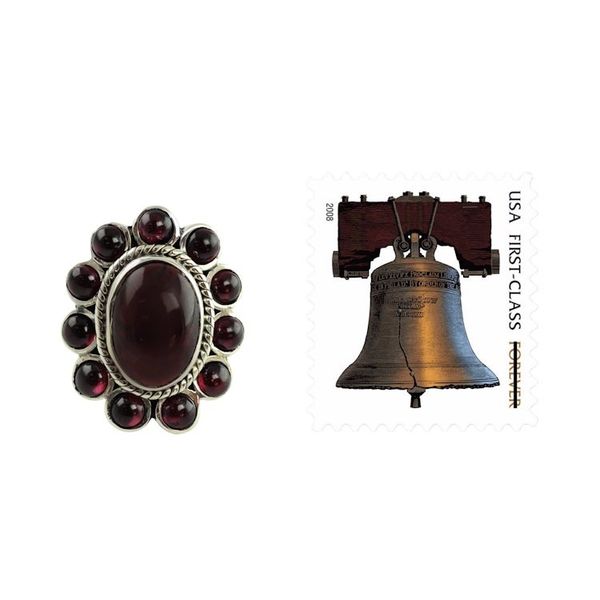 Alternate image for Floral Jewelry Sterling Silver and Garnet Ring Scarlet Petals