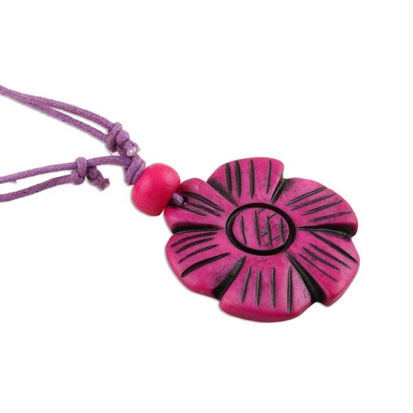 Alternate image for Fuchsia Floral Pendant Necklace from India Fuchsia Flower
