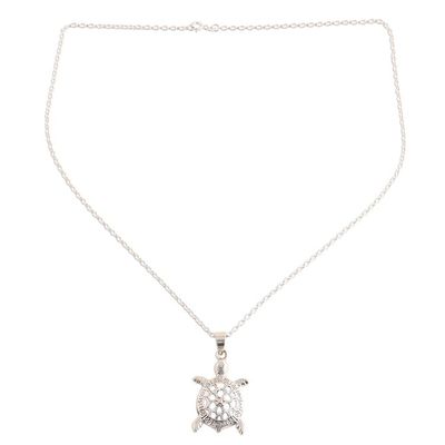 Alternate image for Sterling Silver Turtle Pendant Necklace from India Harmonious Turtle