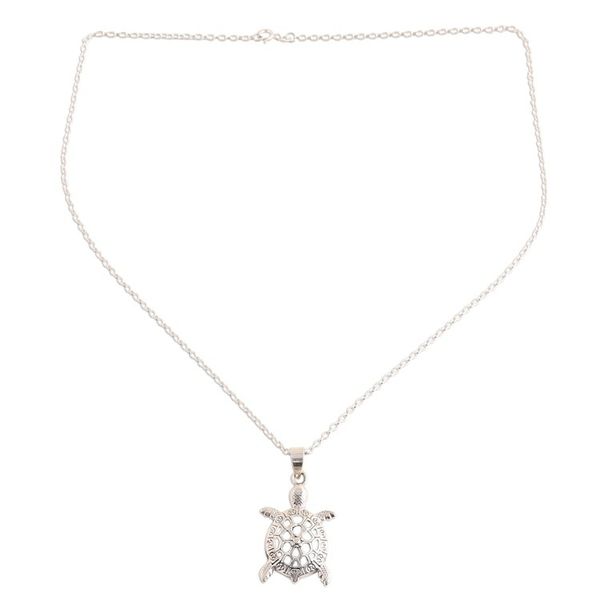 Alternate image for Sterling Silver Turtle Pendant Necklace from India Harmonious Turtle