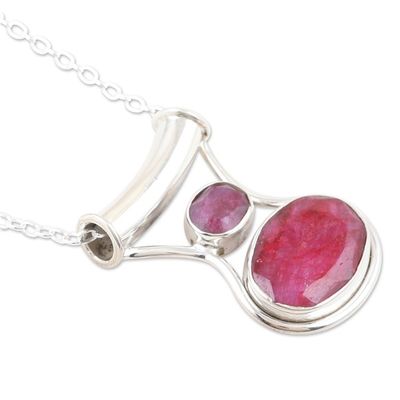 Alternate image for Sterling Silver Pendant Necklace with 13-Carat Ruby Gems Simply Passion