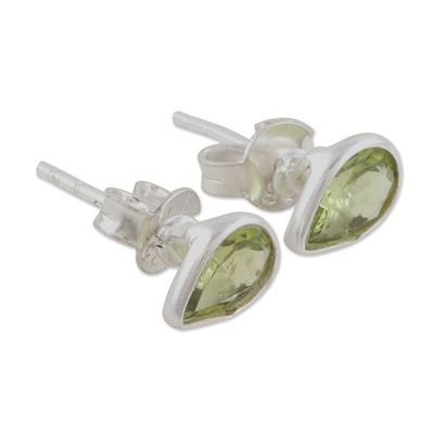 Alternate image for Sterling Silver Stud Earrings with Peridot Gemstone Green Allure