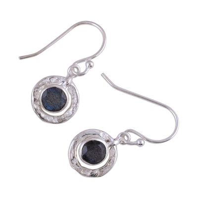 Alternate image for Sterling Silver and Labradorite Round Dangle Earrings Dusky Charm