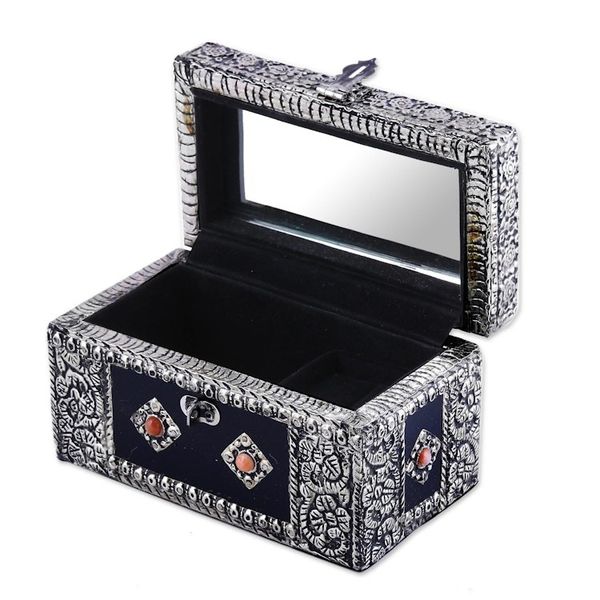 Alternate image for Handcrafted Repousse Brass Jewelry Box Treasure Chest
