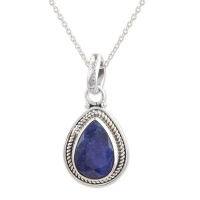 Alternate image for Sterling Silver Pendant Necklace with 3-Carat Sapphire Jewel Halo Effect in Heaven