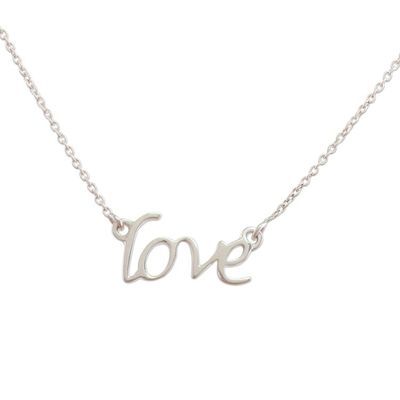 Alternate image for Handcrafted Sterling Silver Love Theme Pendant Necklace Love Note