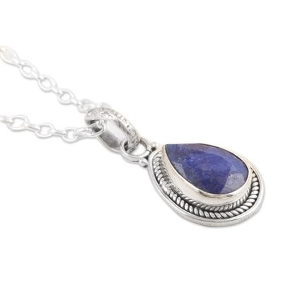 Alternate image for Sterling Silver Pendant Necklace with 3-Carat Sapphire Jewel Halo Effect in Heaven