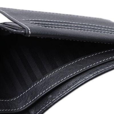 Alternate image for Mens Black Pebbled Leather Contrast Stitched Bi-Fold Wallet City Sophisticate in Black