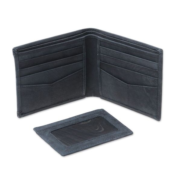 Alternate image for Mens Black Leather Bi-Fold Wallet with Removable ID Holder Modern Essentials in Black