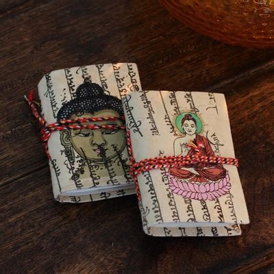 Alternate image for Handmade paper journals Pair Serenity