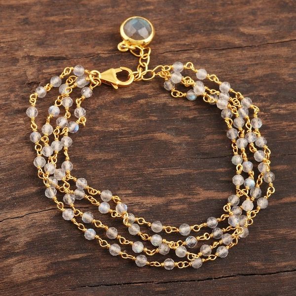 Alternate image for Gold-Plated Labradorite Beaded Bracelet Golden Evening