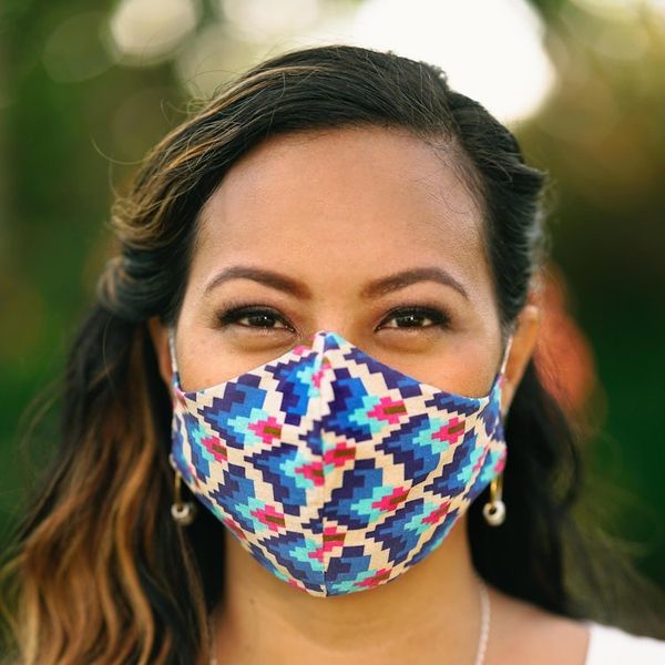 Alternate image for 4 Cotton Print 2-Layer Elastic Loop Face Masks from India Vibrant Quartet
