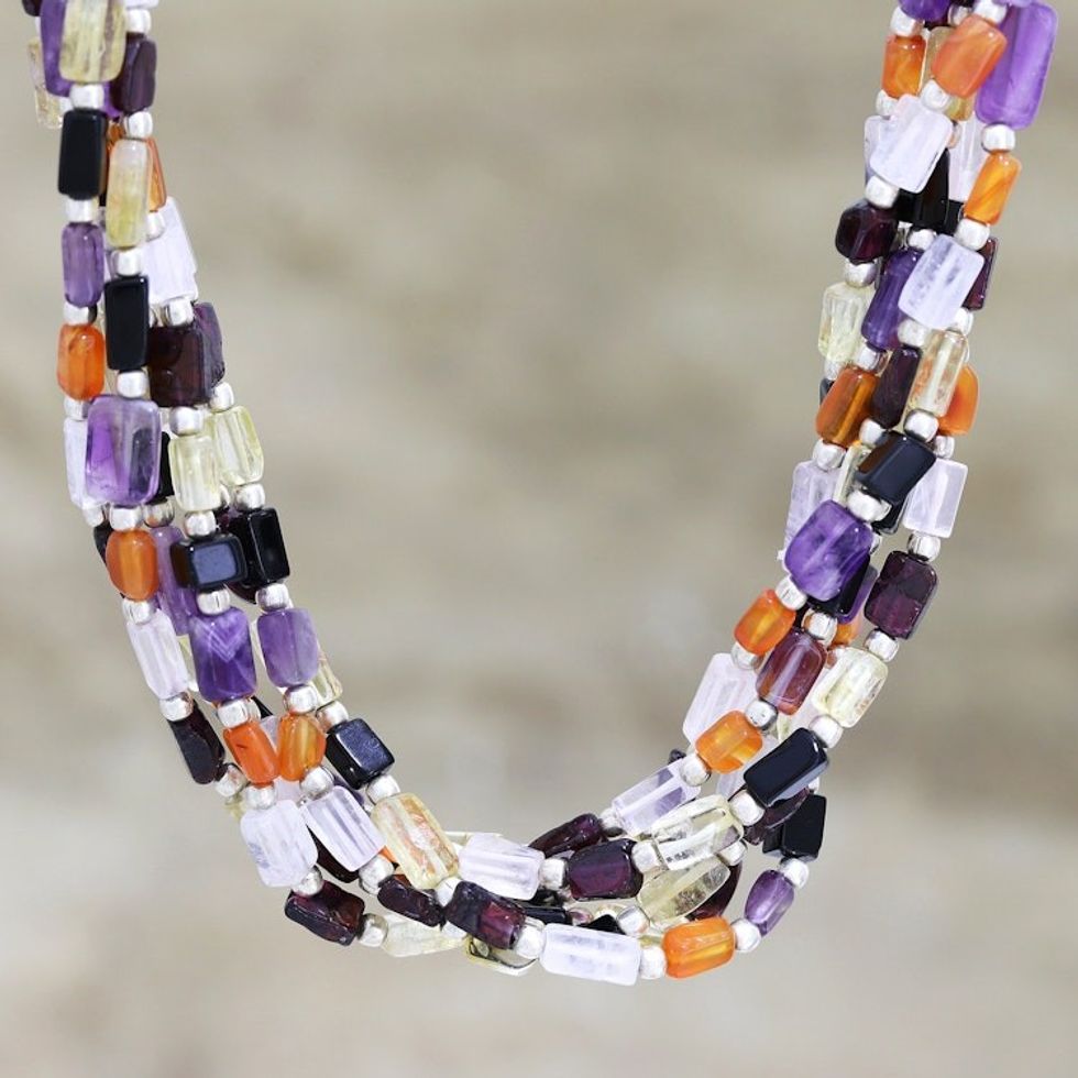 Multi-Gemstone Torsade Necklace from India 'Vivacious Beauty'