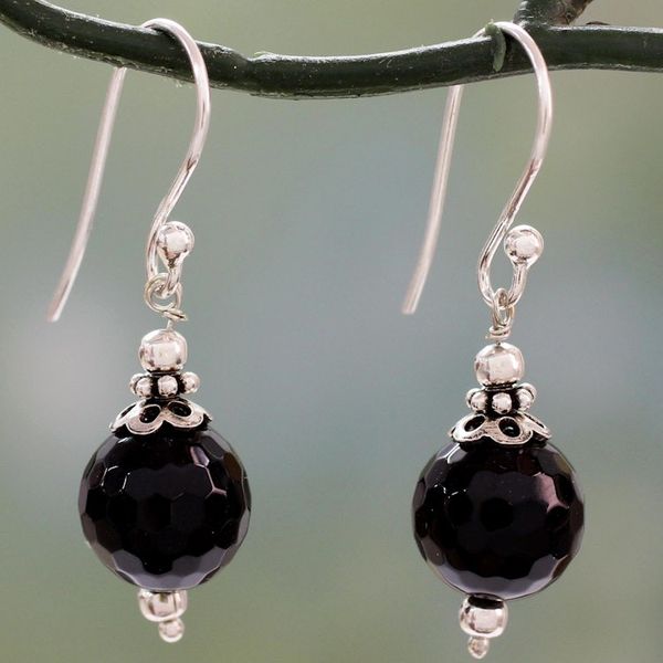 Alternate image for Artisan Crafted Sterling Silver Earrings with Black Onyx Glorious Black