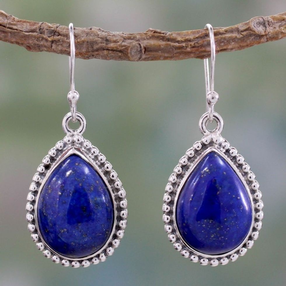 Lapis Lazuli and Sterling Silver Earrings 'Inspiration'