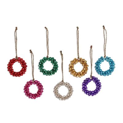 Alternate image for Assorted Steel Bell Wreath Ornaments from India Set of 7 Jingling Wreaths