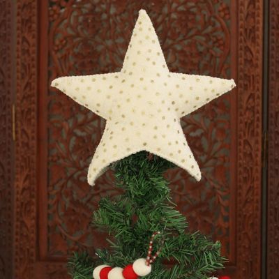 Alternate image for Star Shaped Christmas Tree Top Ornament with Sequins Message from the Sky