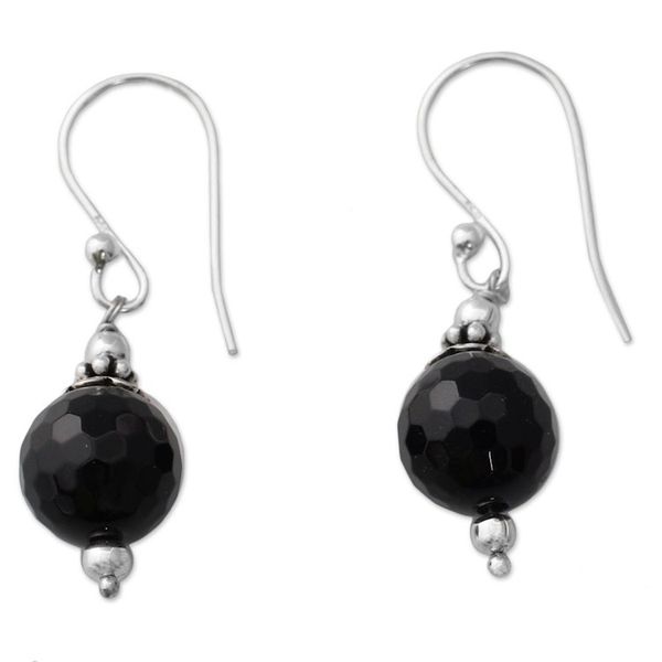 Alternate image for Artisan Crafted Sterling Silver Earrings with Black Onyx Glorious Black
