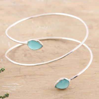 Alternate image for Chalcedony and Sterling Silver Cuff Bracelet Aqua Drop