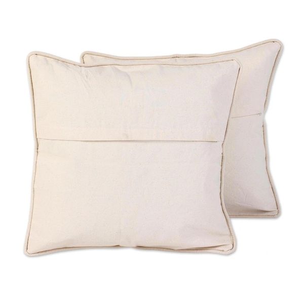 Alternate image for Elephant Theme Embroidered Chainstitch Cushion Covers Pair Grey Indian Elephants