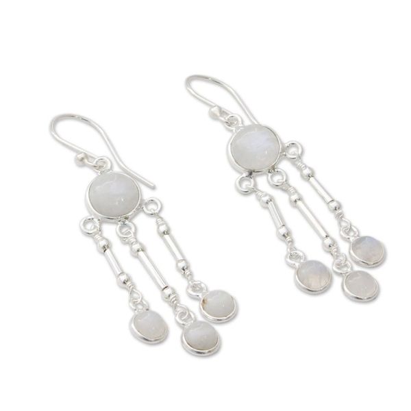 Alternate image for Rainbow Moonstone Earrings in Sterling Silver Handmade Dreamer